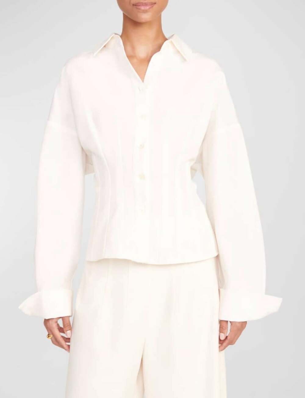Staud Ophelia Top in Ivory Size XS Structured Tailored Button Down
